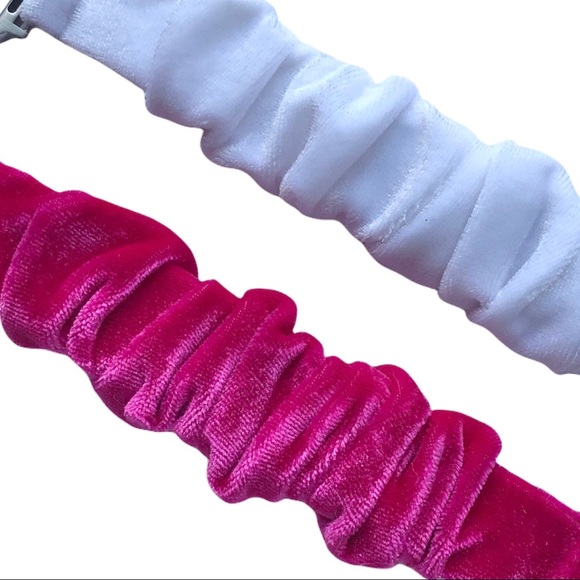 NEW 2 VELVET Scrunchies Bands Apple Watch 42/44/45mm L Pink White Elastic - Picture 8 of 8